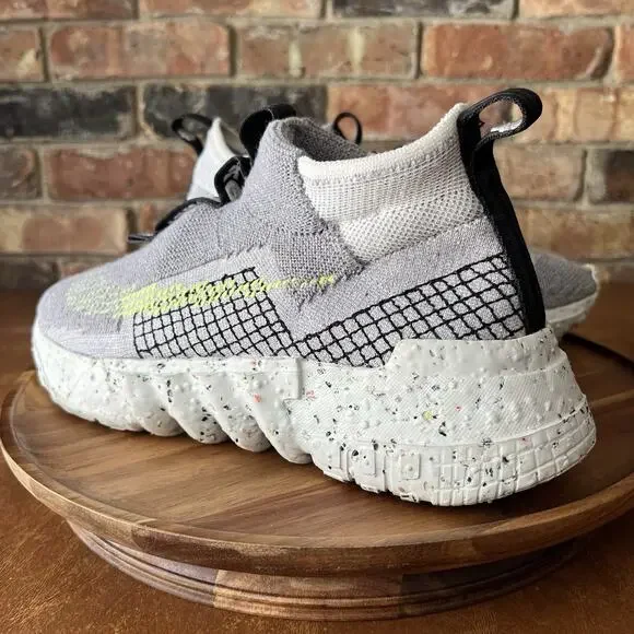 Nike Space Hippie 02 Low Knitted Men's 10 Sneakers Shoes Gray Volt CQ3988-002